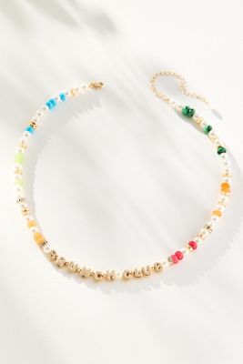 By Anthropologie Beaded Bubble-Letter Necklace