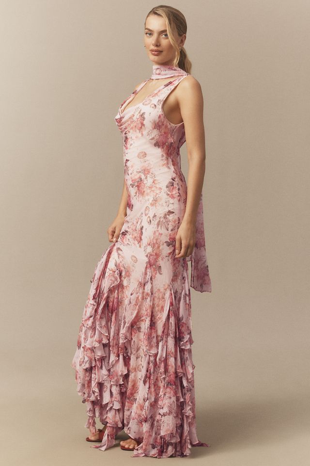 BHLDN Lauren Mermaid Ruffle Chiffon Maxi Dress  #3