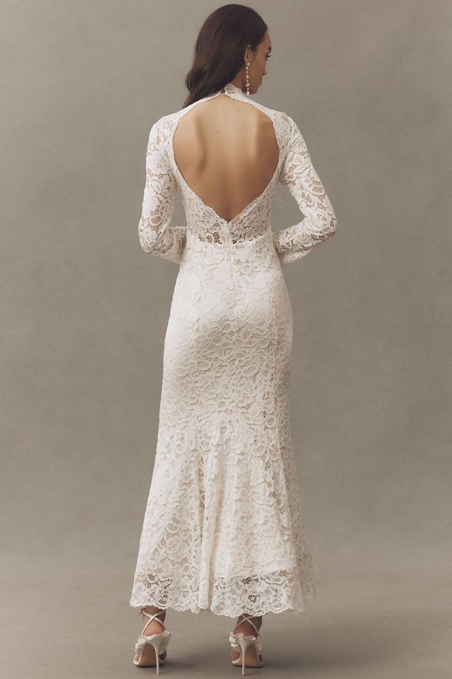 BHLDN Long-Sleeve Mock-Neck Lace Maxi Dress #1