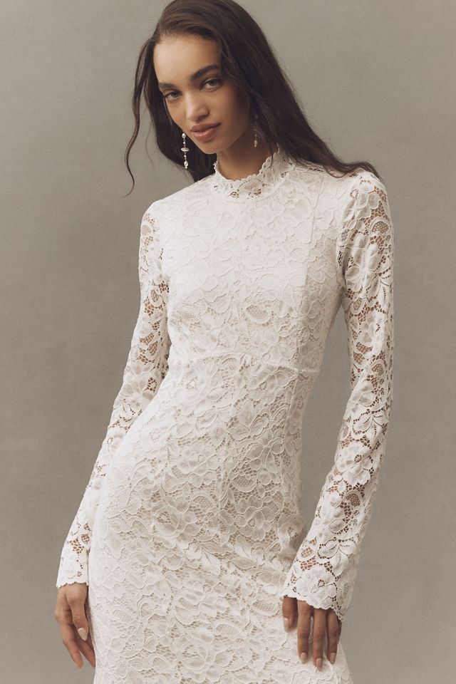 BHLDN Long-Sleeve Mock-Neck Lace Maxi Dress #2