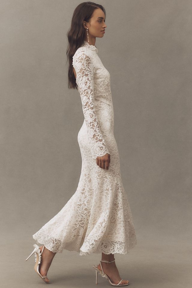 BHLDN Long-Sleeve Mock-Neck Lace Maxi Dress #3