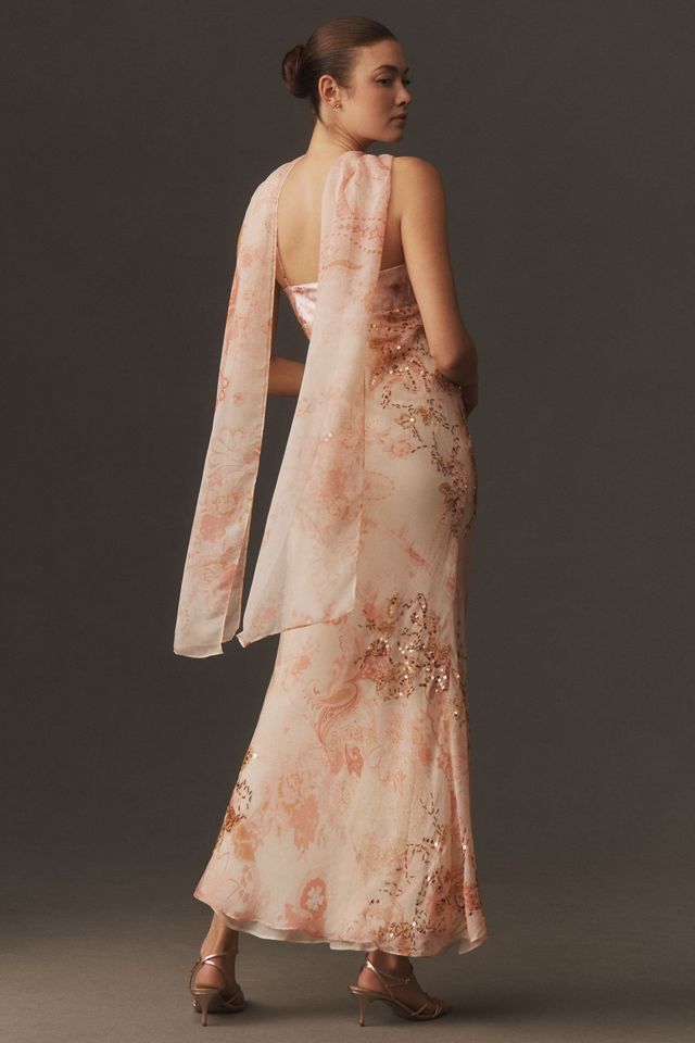 BHLDN Layla Halter Velvet Chiffon Maxi Dress #1