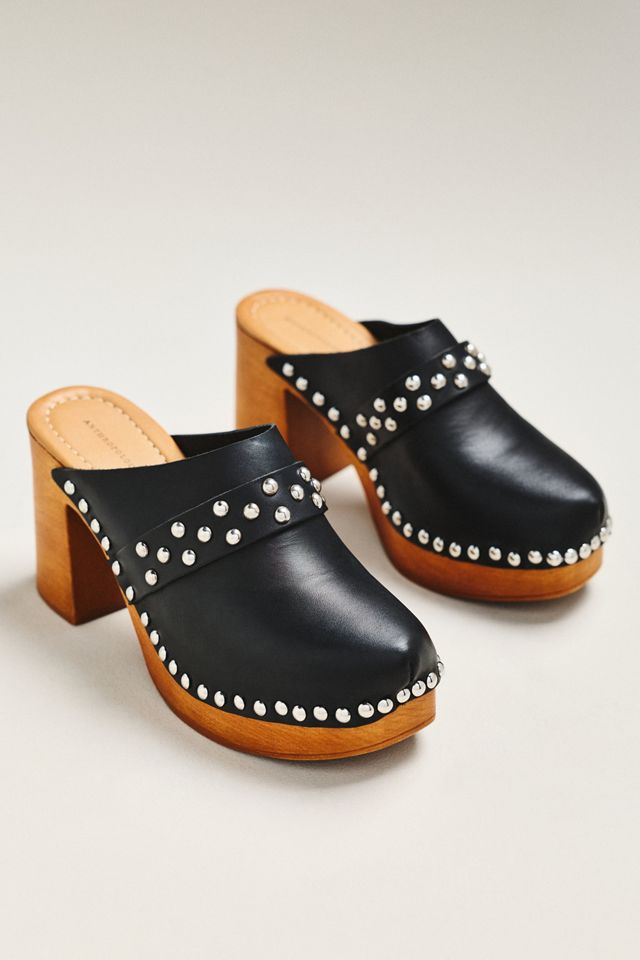 By Anthropologie Studded Block-Heel Clogs #1