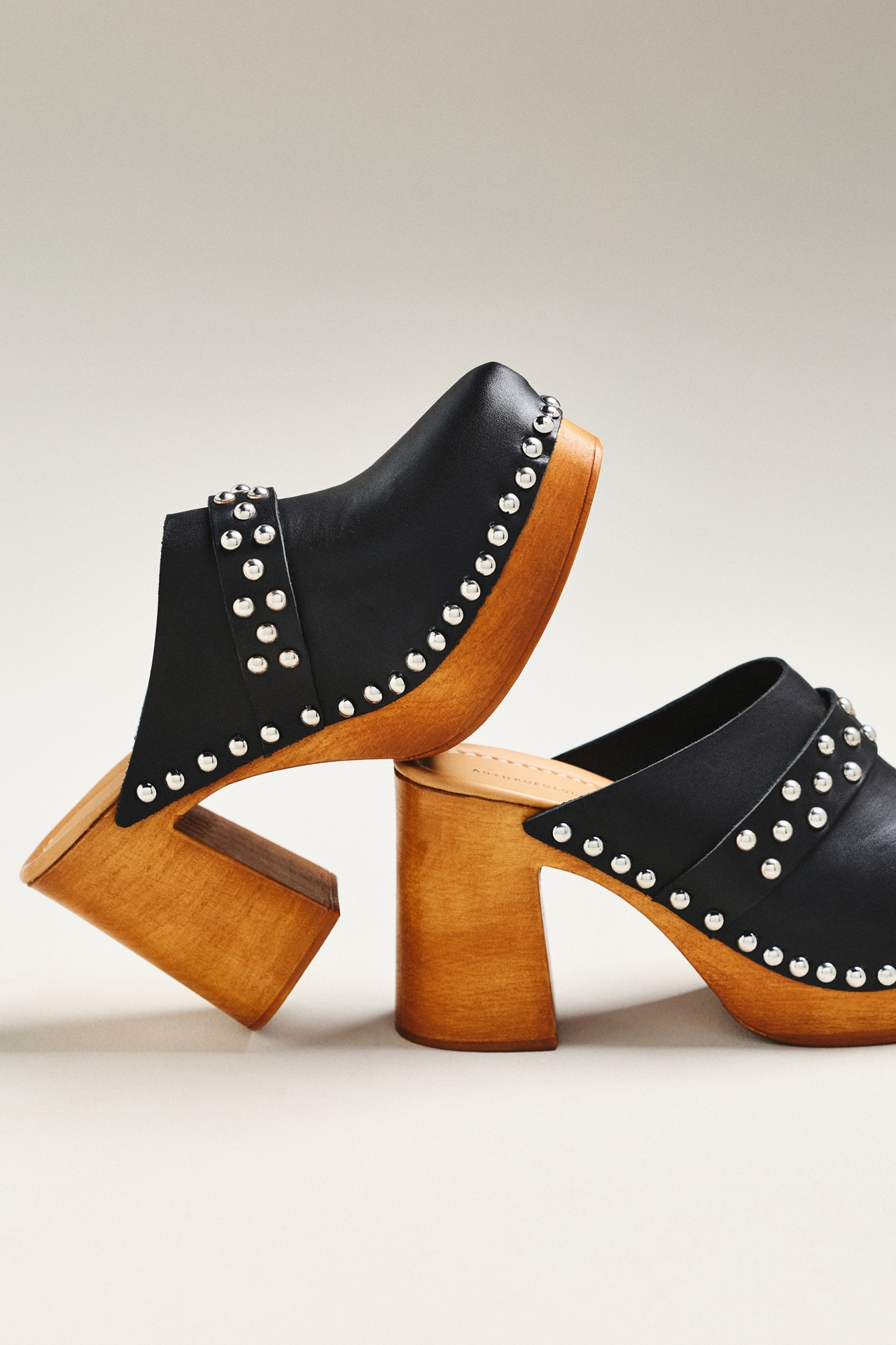 By Anthropologie Studded Block-Heel Clogs
