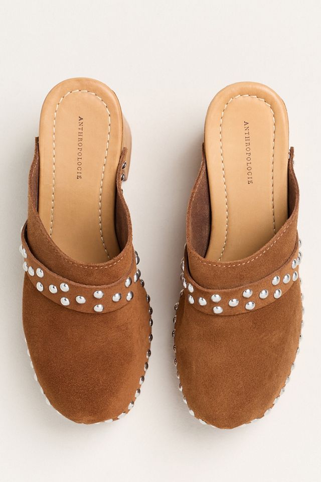 By Anthropologie Studded Block-Heel Clogs #1