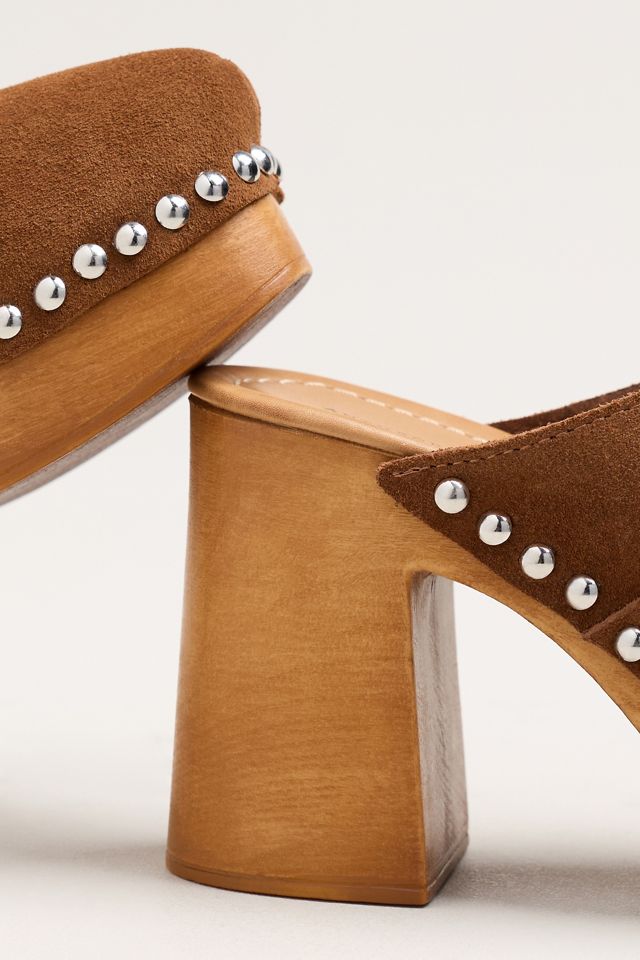 By Anthropologie Studded Block-Heel Clogs #2