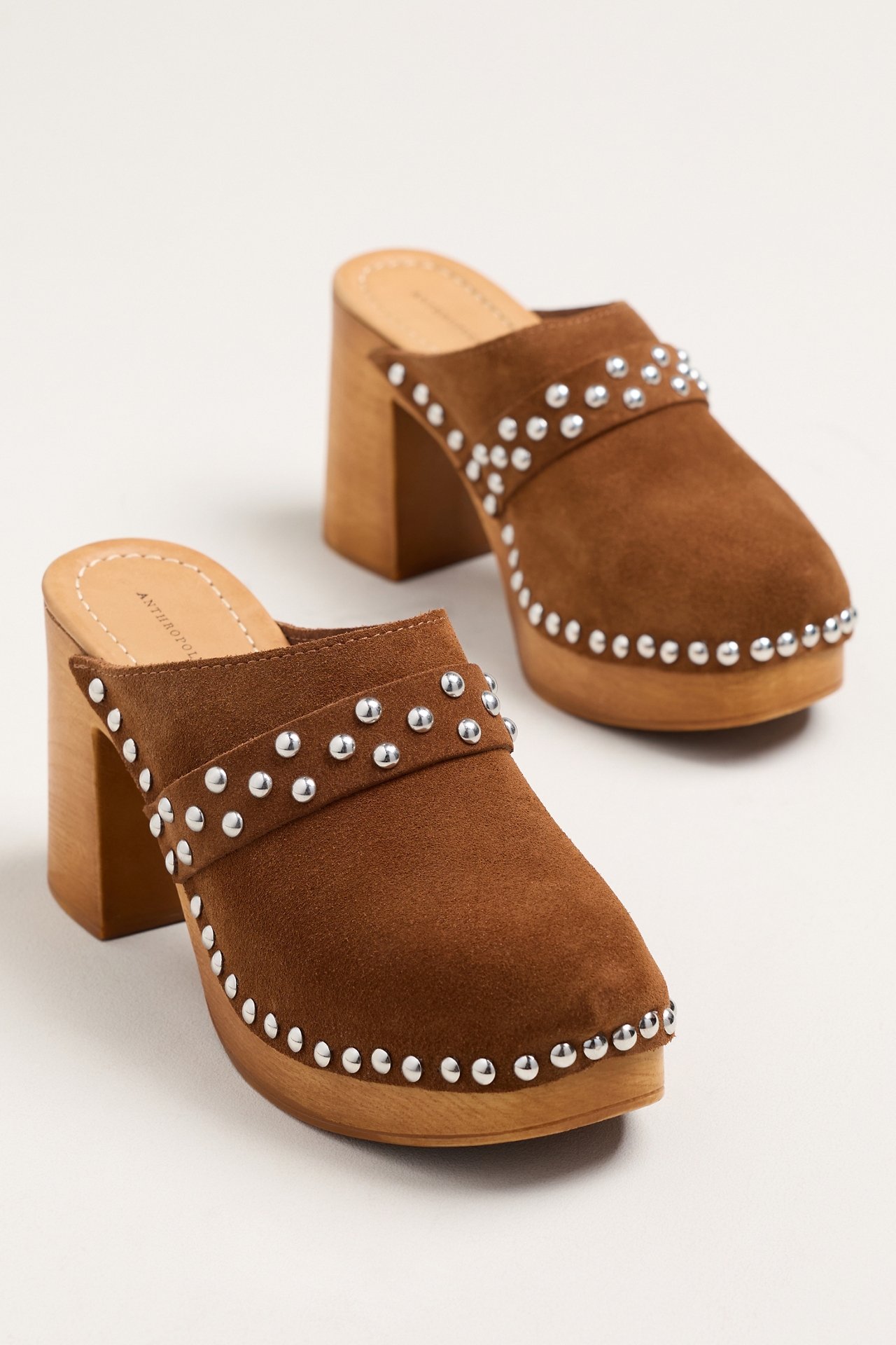 By Anthropologie Studded Block-Heel Clogs