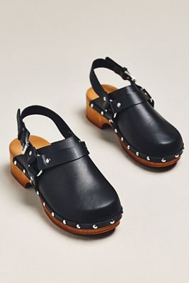 Studded Slingback Moto Clogs