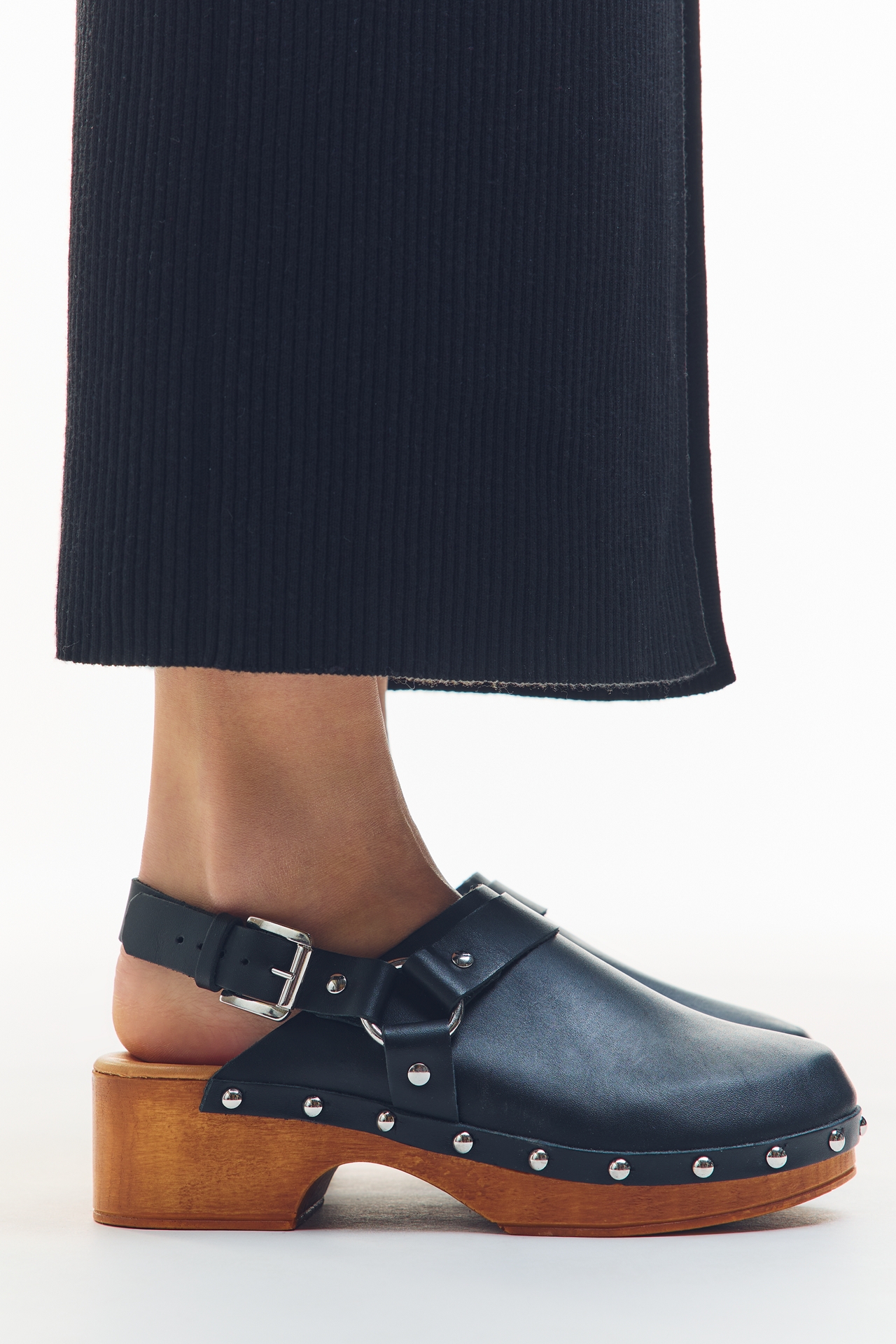 Studded Slingback Moto Clogs