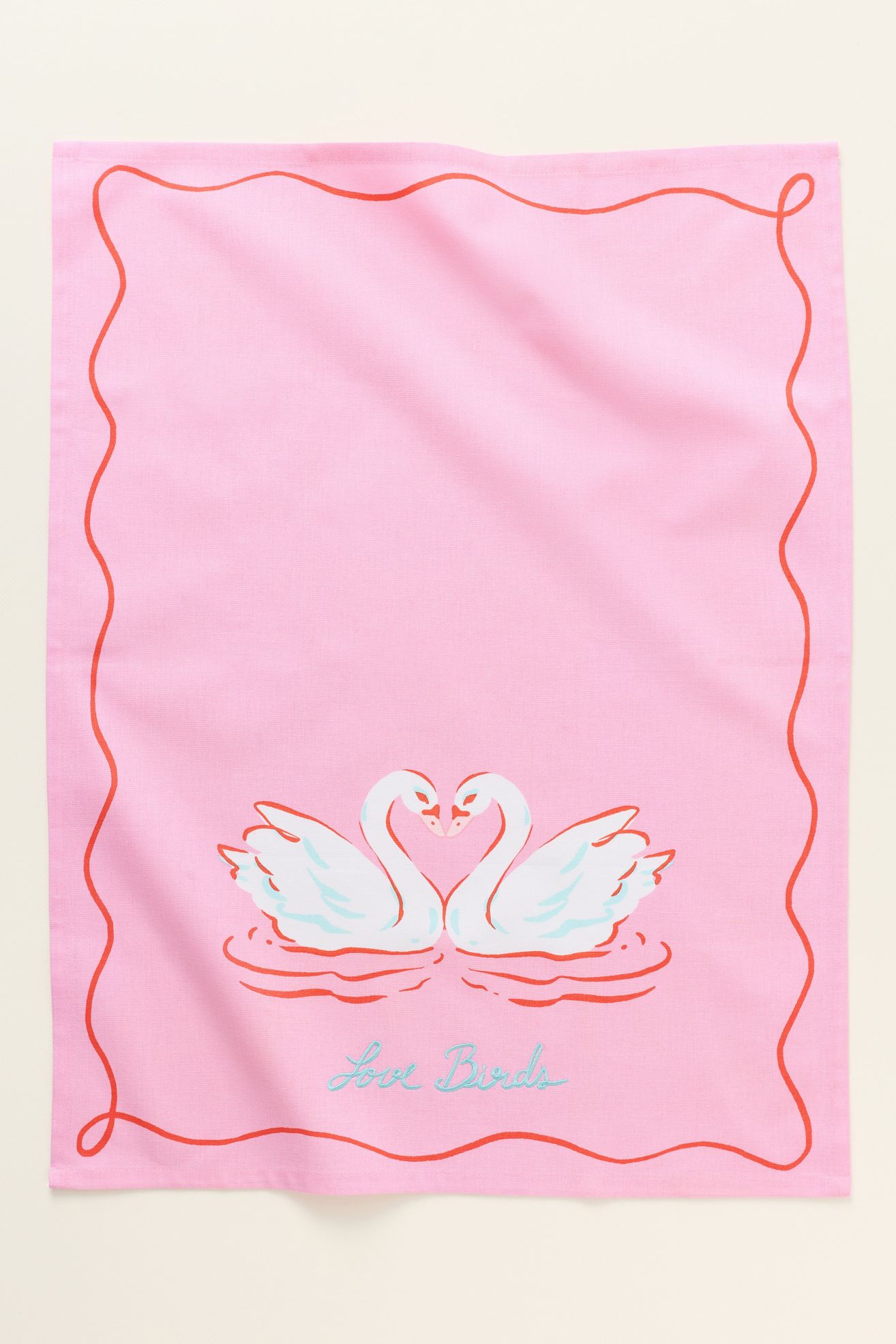 Love Birds Dish Towel - Pink, Standard, One Size