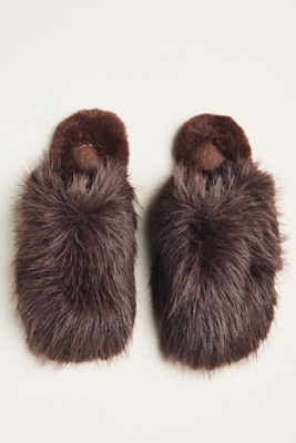 Maeve Fuzzy Faux-fur Slippers In Brown