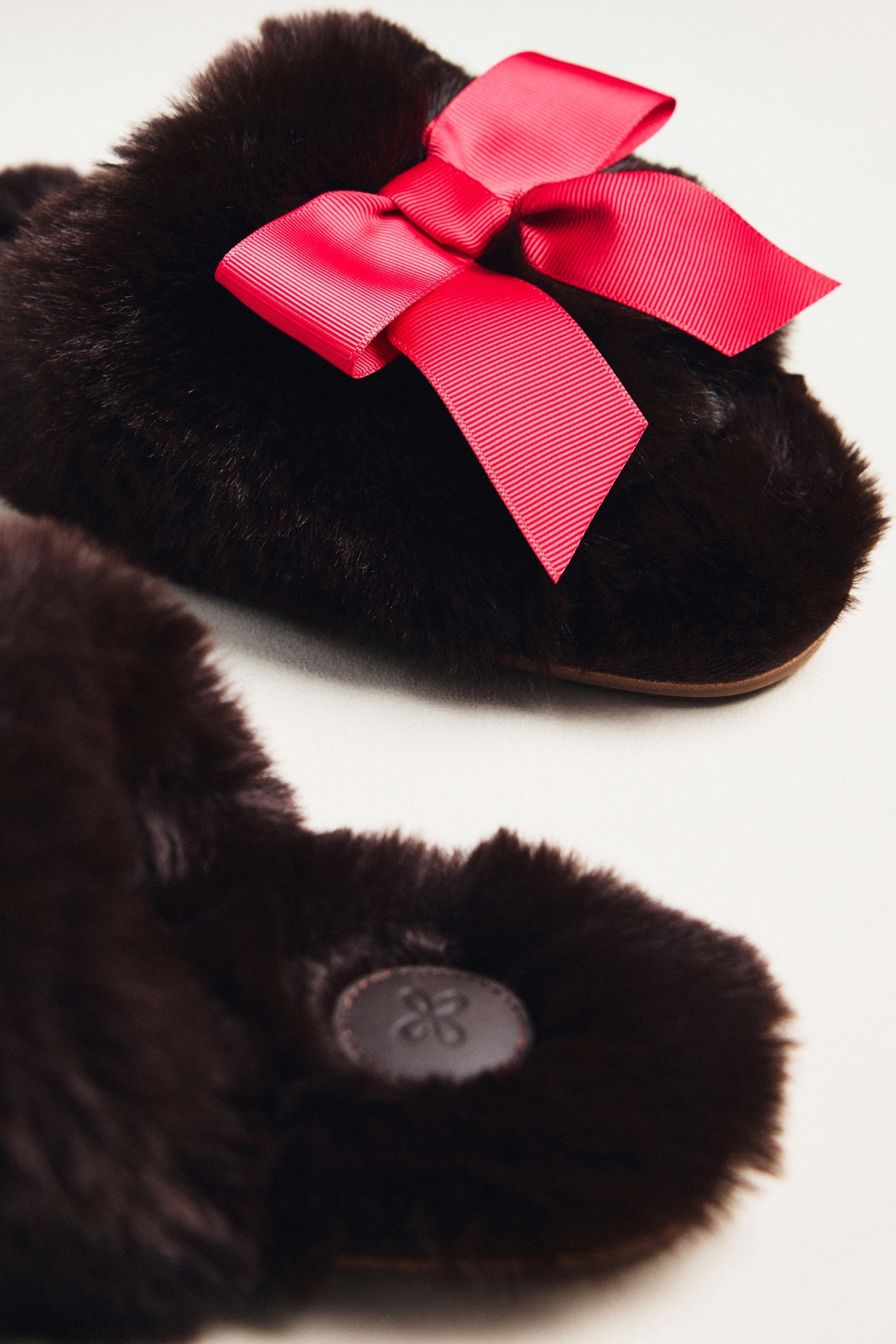 Maeve Faux-Fur Open-Toe Bow Slippers