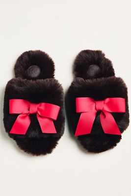 Pantuflas Maeve de Punta Abierta con Lazo de Piel Sintética
