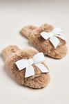 Maeve Faux-Fur Open-Toe Bow Slippers