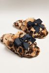 Maeve Faux-Fur Open-Toe Bow Slippers
