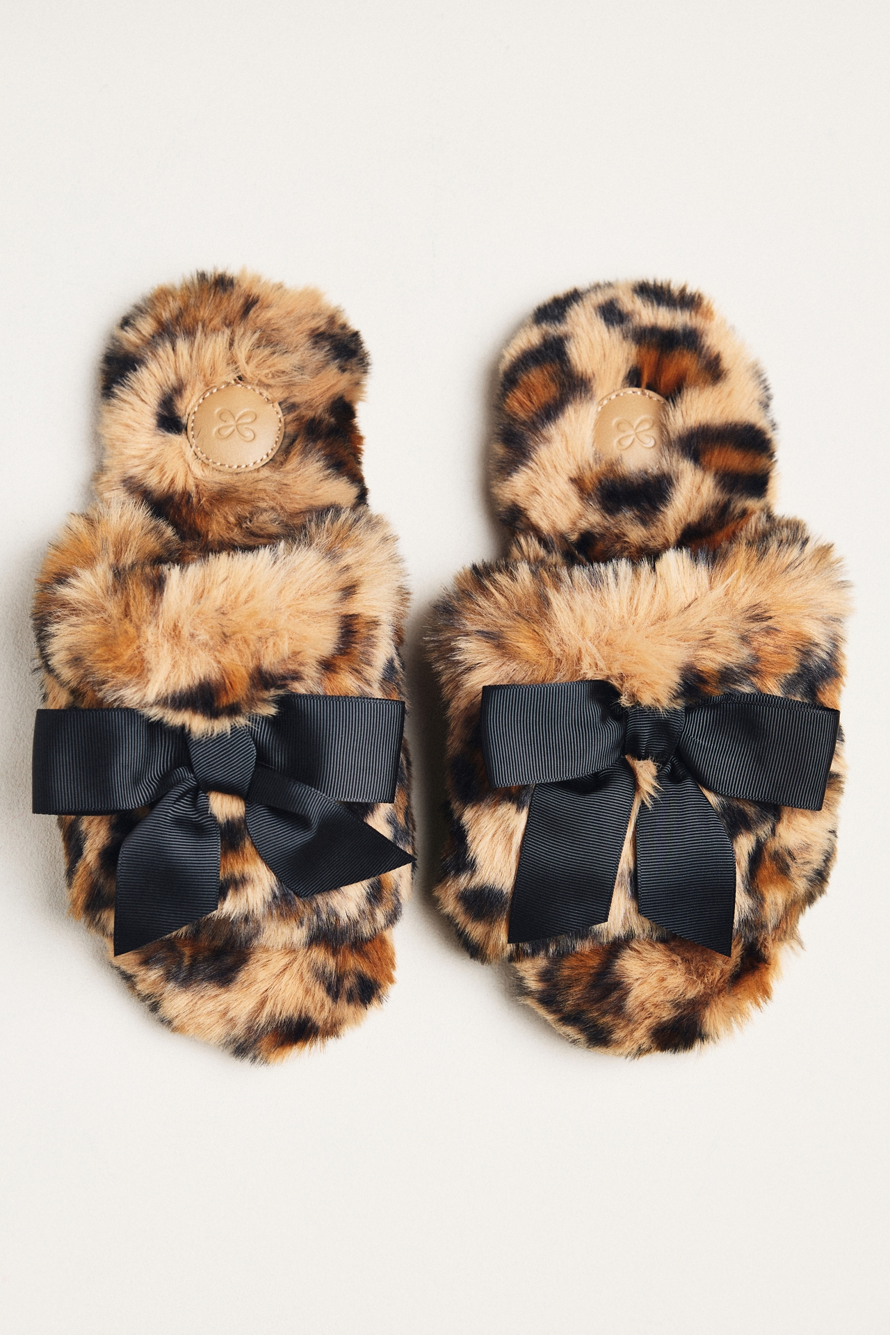 Maeve Faux-Fur Open-Toe Bow Slippers