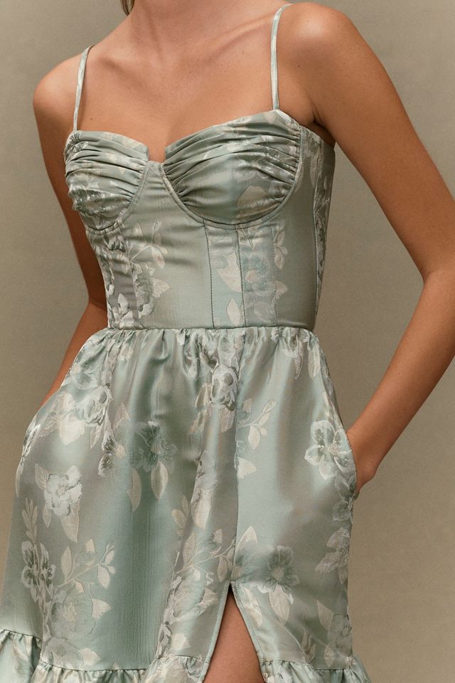 V. Chapman Lucetta Corset Tiered Brocade Maxi Dress #2