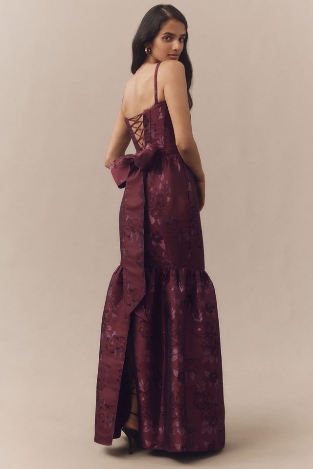 V. Chapman Cherie Off-Shoulder Corset Brocade Maxi Dress #1
