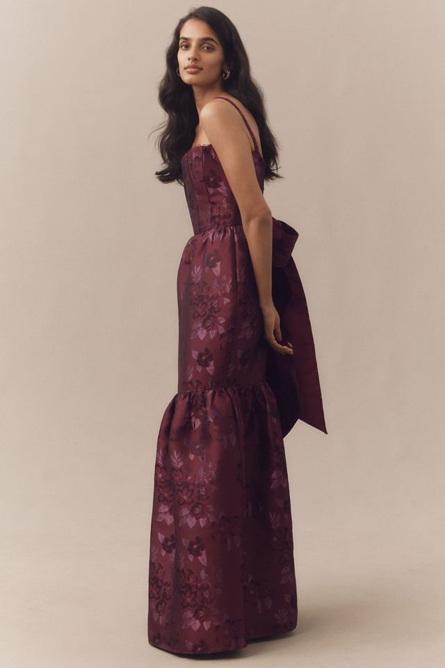 V. Chapman Cherie Off-Shoulder Corset Brocade Maxi Dress #3