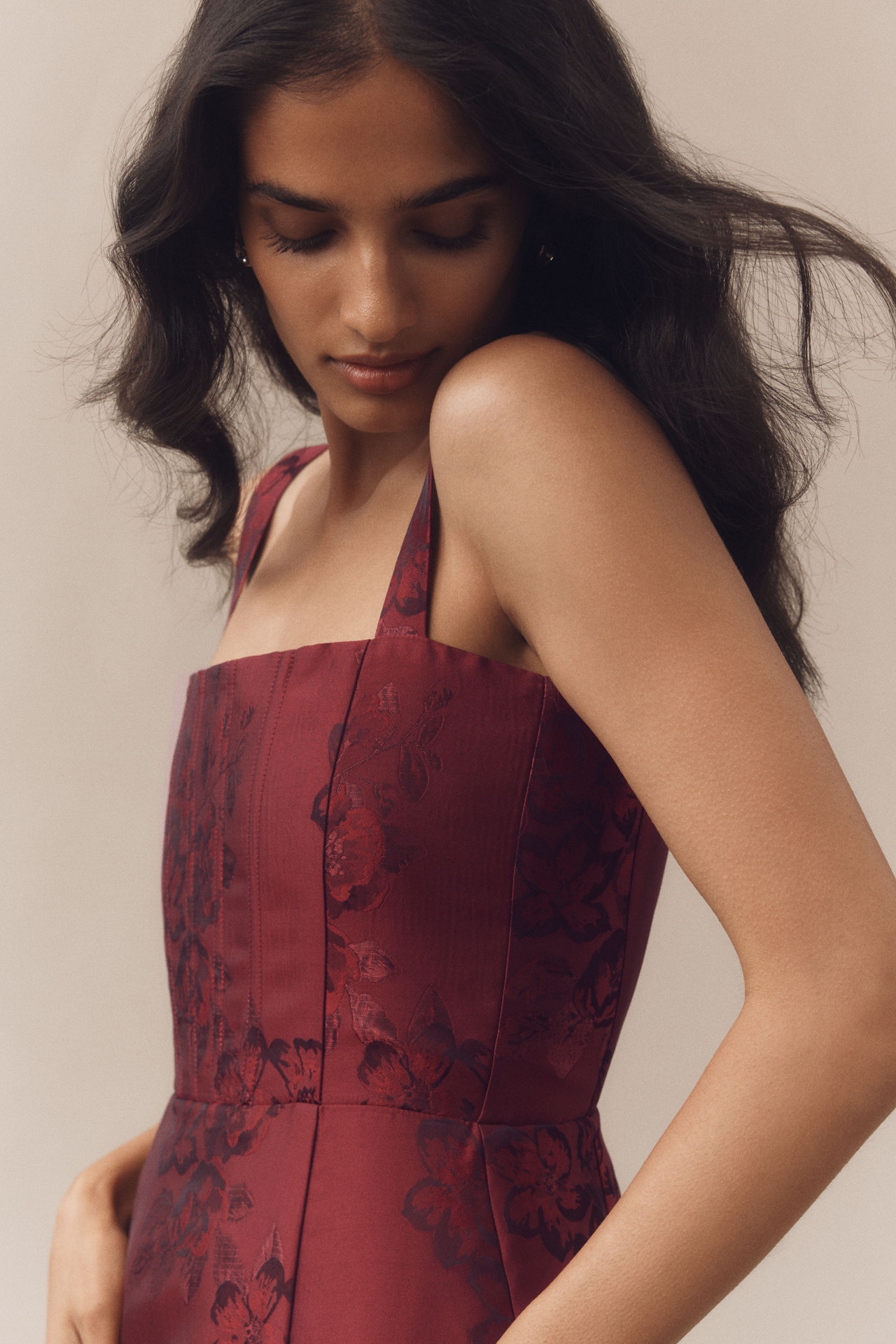 V. Chapman Kimmy Square-Neck A-Line Mini Dress