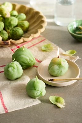 Happy Organics Brussels Sprout Beeswax Candles, Set of 4