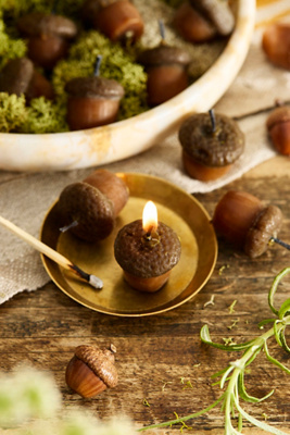 Happy Organics Acorn Beeswax Candles, Set Of 10 In Black