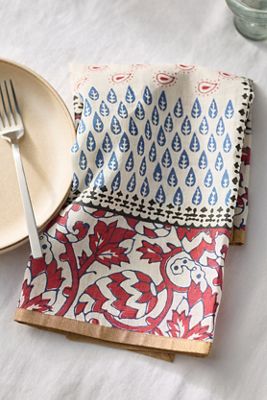 Joanna Buchanan Joyful Block Print Linen Napkins, Set of 2