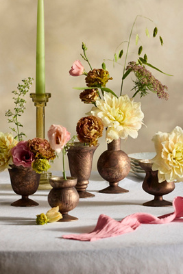 Terrain Metallic Glass Bud Vases, Set Of 5 In Brown