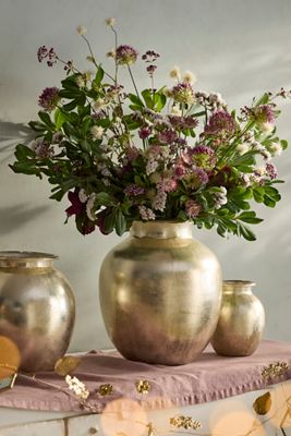 Rounded Silver Glass Vase