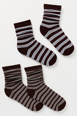 By Anthropologie Striped Crew Socks, Set Of 2 In Multi