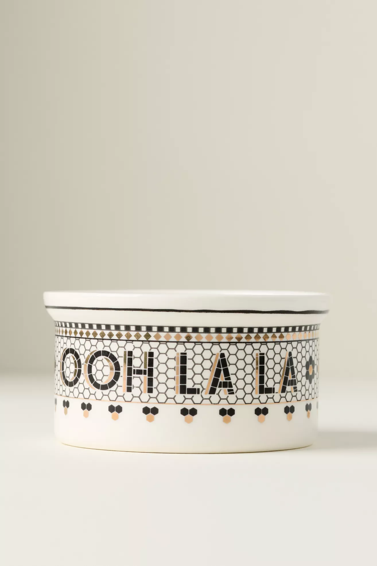 Bistro Tile Stoneware 24k Gold Accent Ramekin