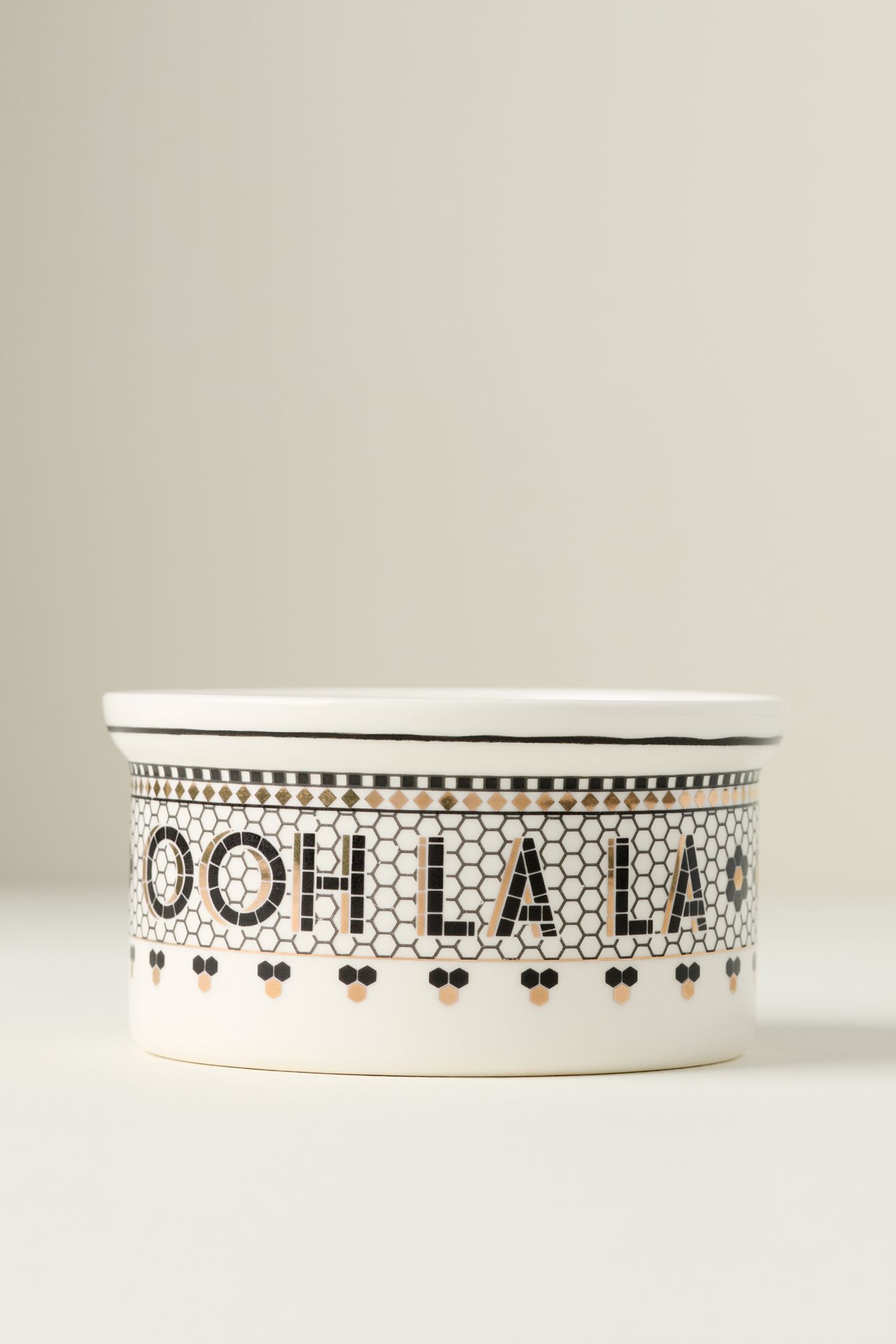 Bistro Tile Stoneware 24k Gold Accent Ramekin - Black & White Pattern, One Size
