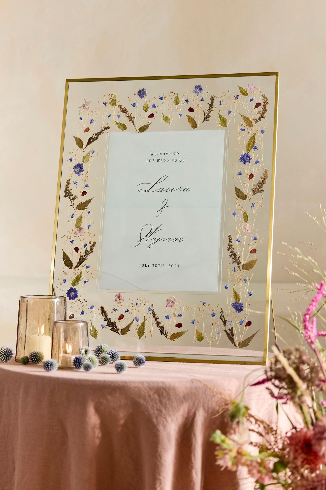 Pressed Floral Sign Holder - Multi, Standard, 28"