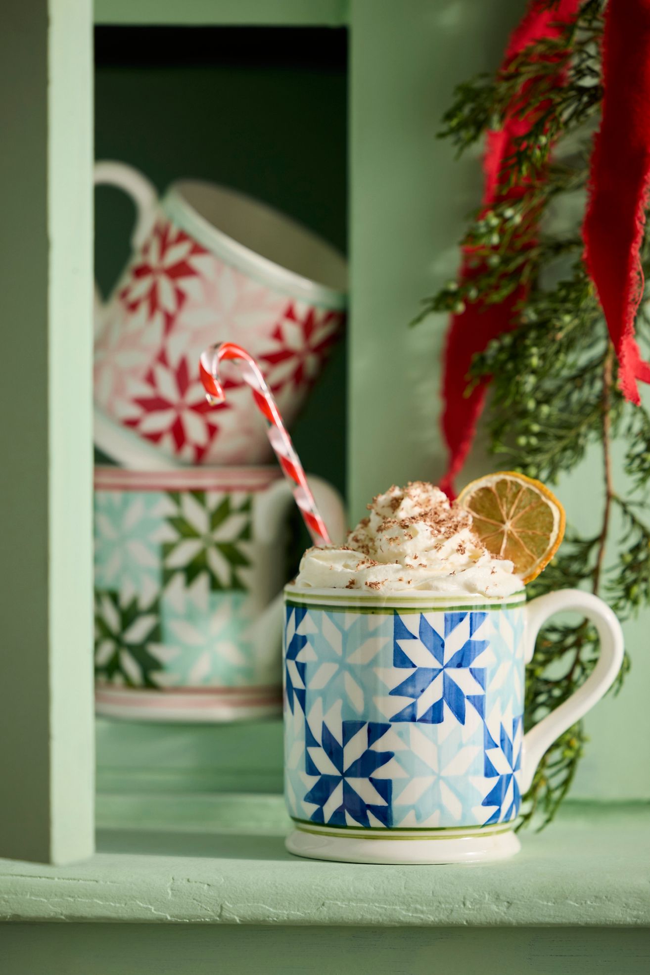 Quilted Ceramic Mug - Blue, Standard, One Size