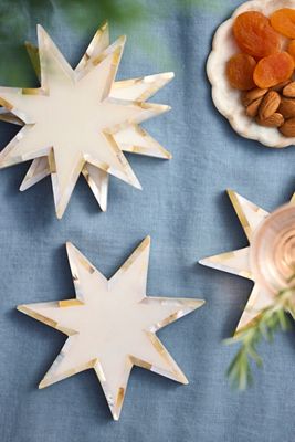 Abalone + Marble Star Coasters, Set of 4