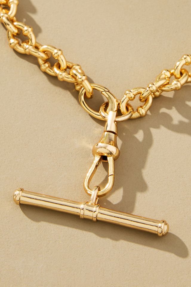 Collier Pendentif Barre Épaisse Plaqué Or #1