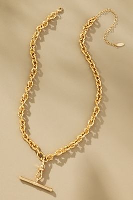Gold-Plated Chunky Bar Charm Necklace