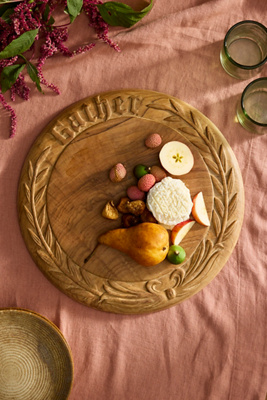 Carved Teak Gather Serving Board