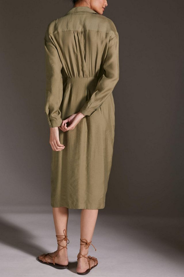 Twist Waist Button Front Shirt Dress #4
