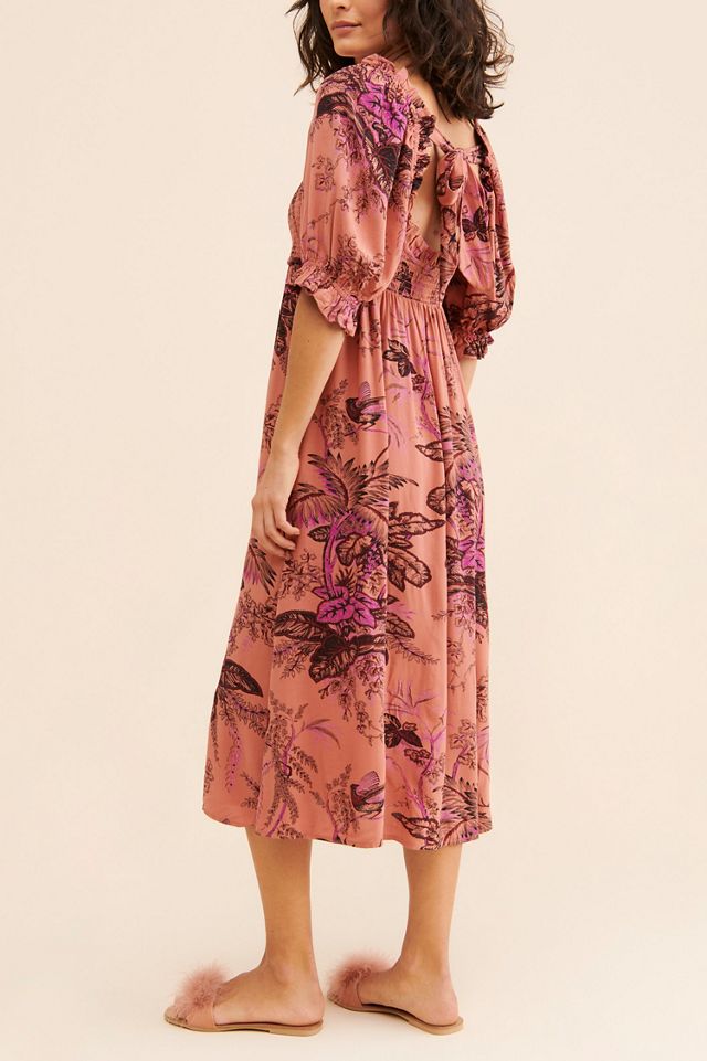 Puff-Sleeved Midi Dress #1