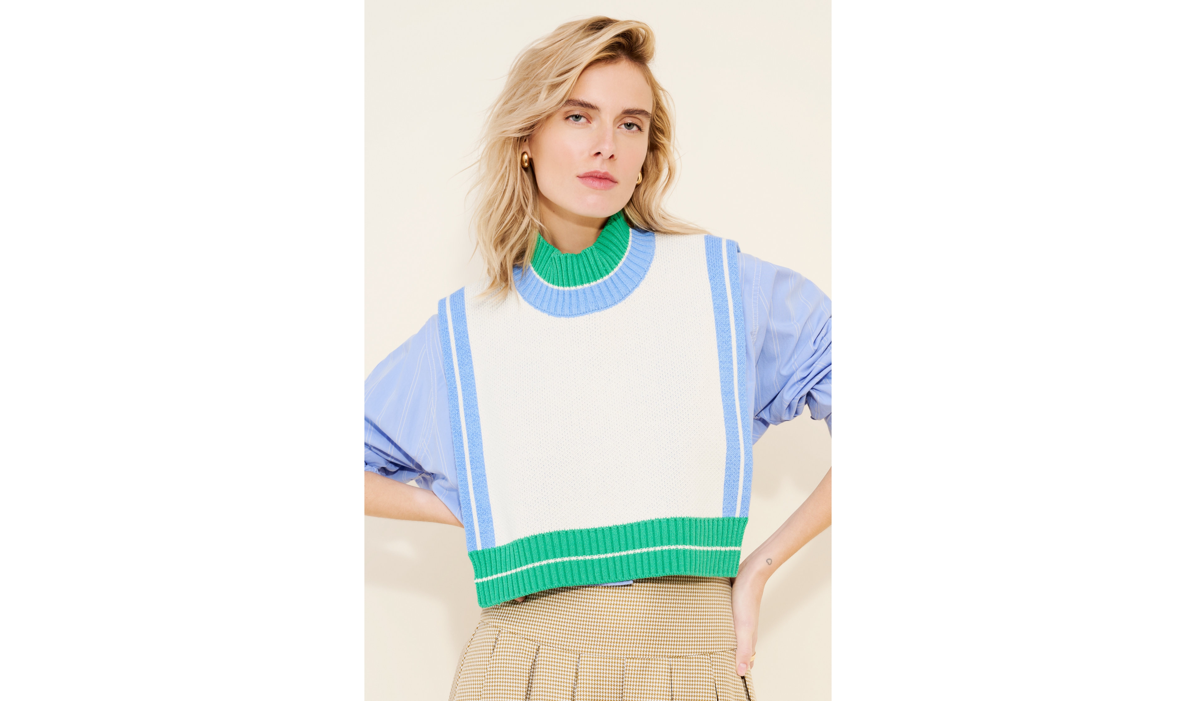 Flat White Colorblock Sweater Vest