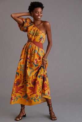farm rio forest one shoulder maxi dress Green Floral Vibing Maxi Dress  FARM Rio