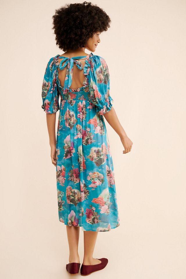 Floral Square Neck Midi Dress #1