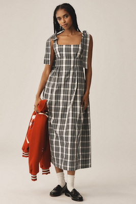 Maeve Square-Neck Tie-Strap Midi Dress | Anthropologie