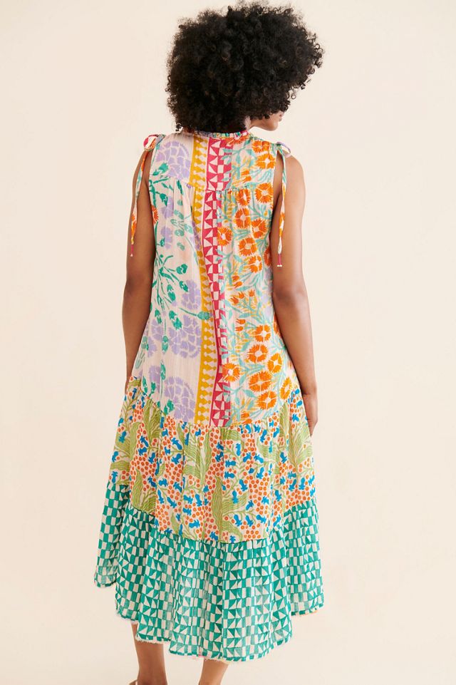 Mixed Print Button Front Dress #1
