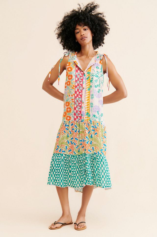 Mixed Print Button Front Dress #2