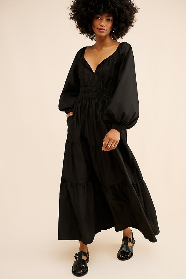 anthropology black dress Anthropologie Ruffle-Sleeve Open-Back Mini Size XL 100% Cotton NwT Viscose Removable straps Zipper styling Machine wash Imported By Anthropologie Long-Sleeve Sheer Mesh