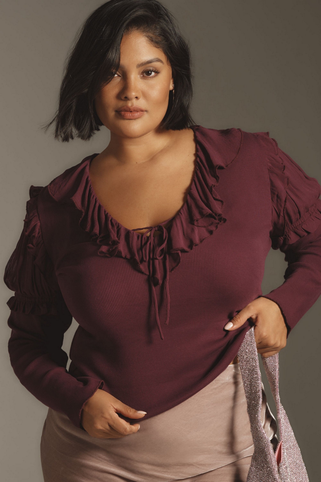 Long-Sleeve Ruffle Top