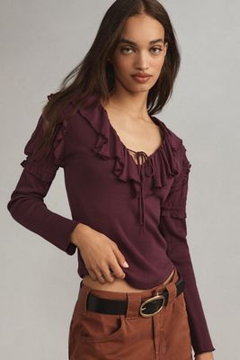 Long-Sleeve Ruffle Top