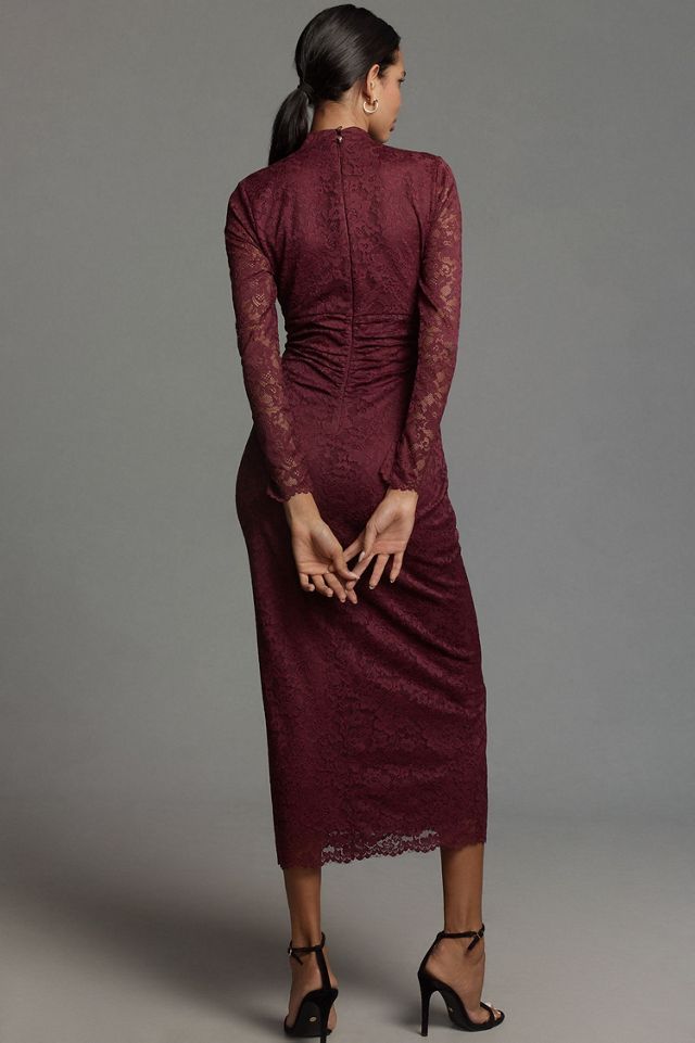 Mock-Neck Fitted Lace Dress #1